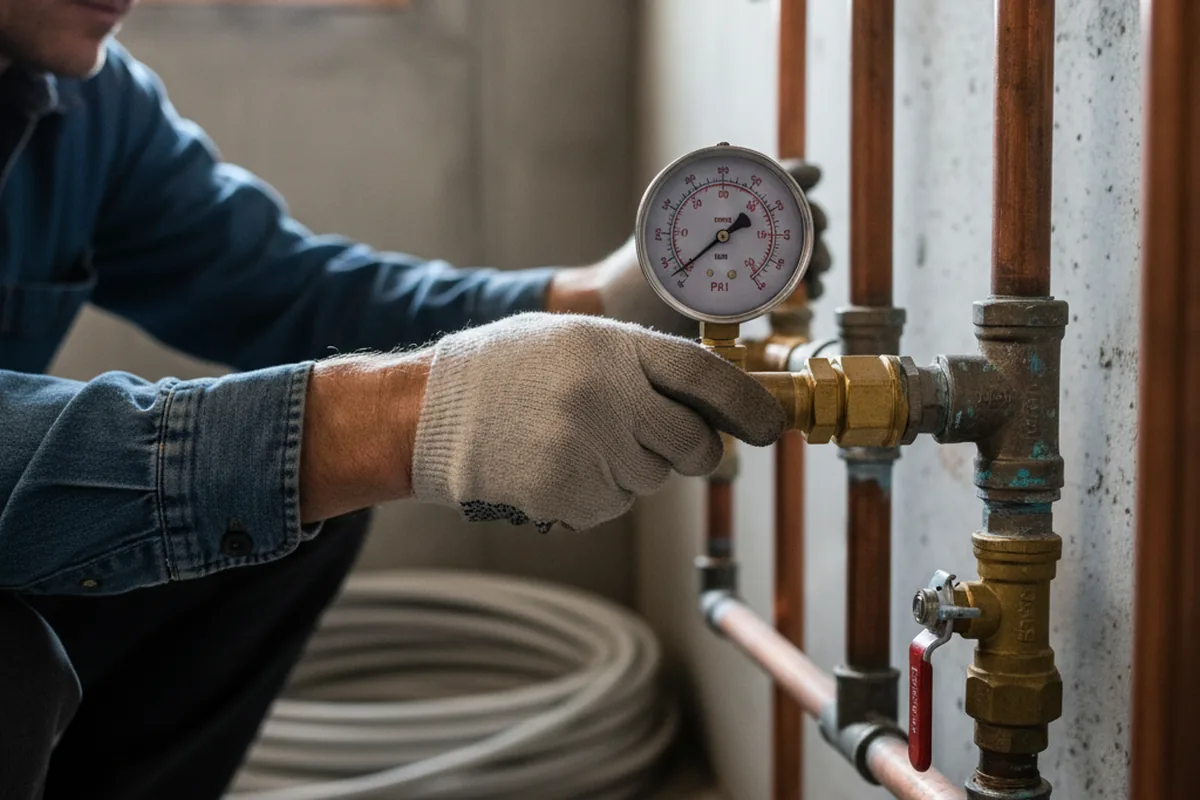 Pressure testing a repaired line during Water Line Repair in Coventry